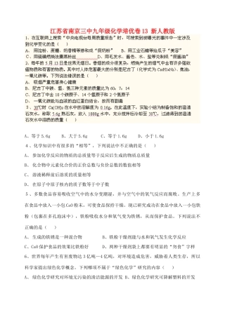 九年级化学培优卷13 新人教版试卷