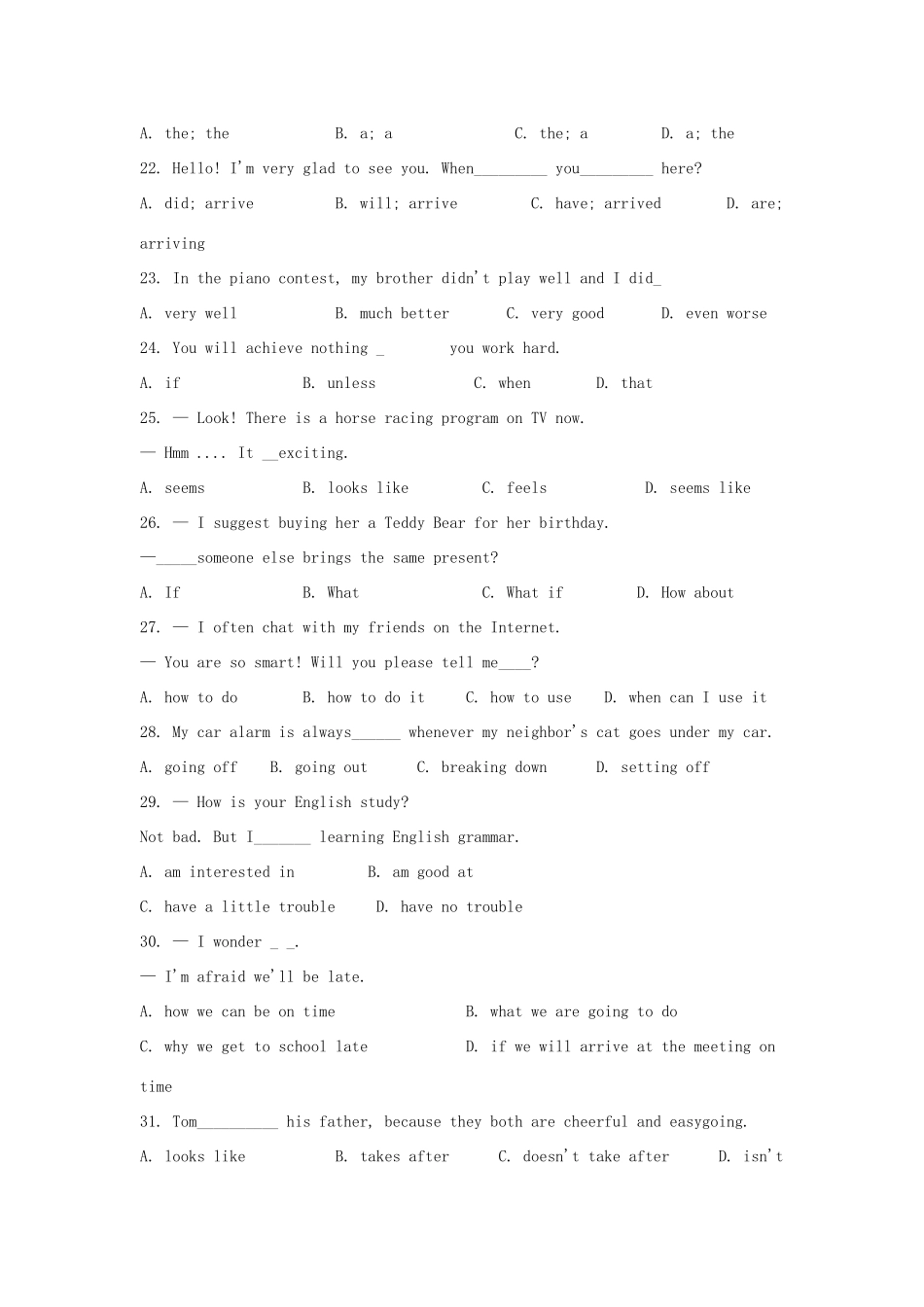 初中英语学业水平模拟考试试题8(无答案) 人教新目标版 试题_第3页