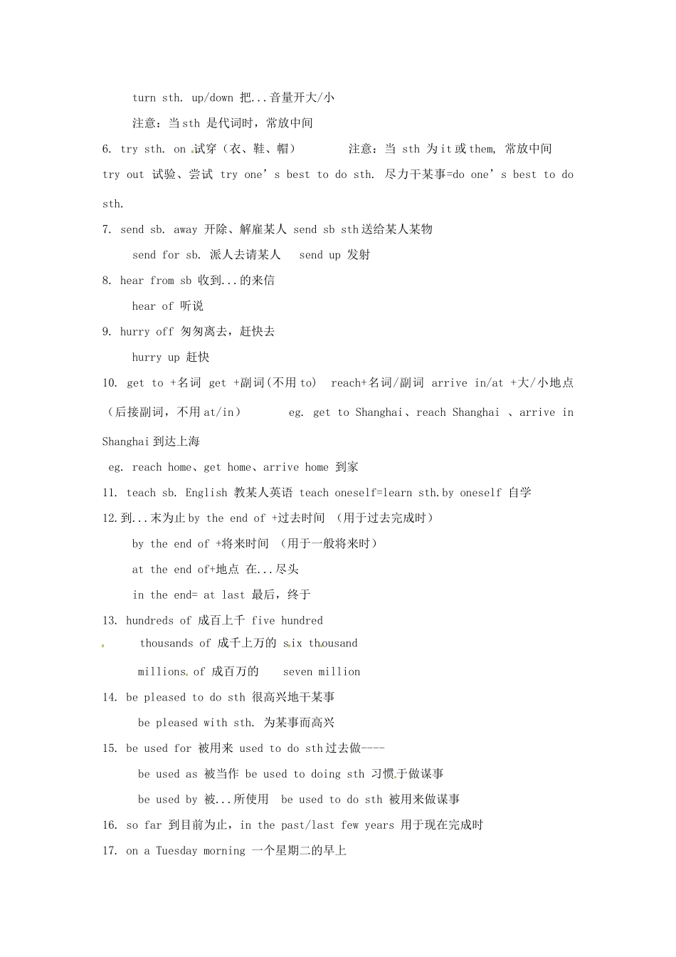 初中英语语法复习 重要短语、惯用法(36组、按字母顺序) 试题_第2页