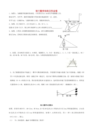 九年级数学 双休日作业 人教新课标版试卷