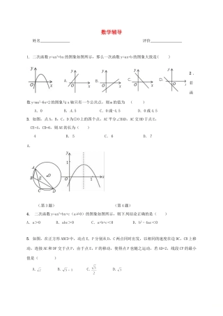 九年级数学上学期辅导案(1210，无答案) 苏科版试卷