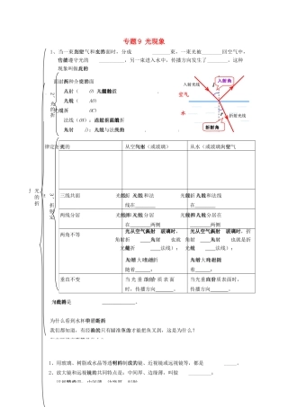 北京市中考物理总复习 专题9 光现象知识点2(无答案) 试题
