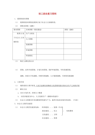 初中届九年级政治 复习资料 人教新课标版 试题