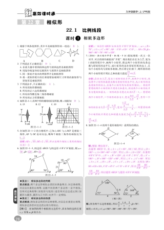 九年级数学上册 第22章 相似形综合讲练(pdf)(新版)沪科版试卷