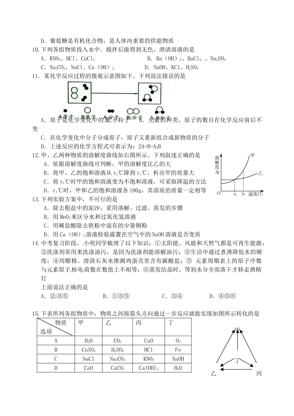 九年级化学5月调研试卷(12) 新人教版试卷_第2页