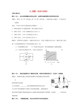 中考物理二轮复习 13 能量(电功与电热)试卷