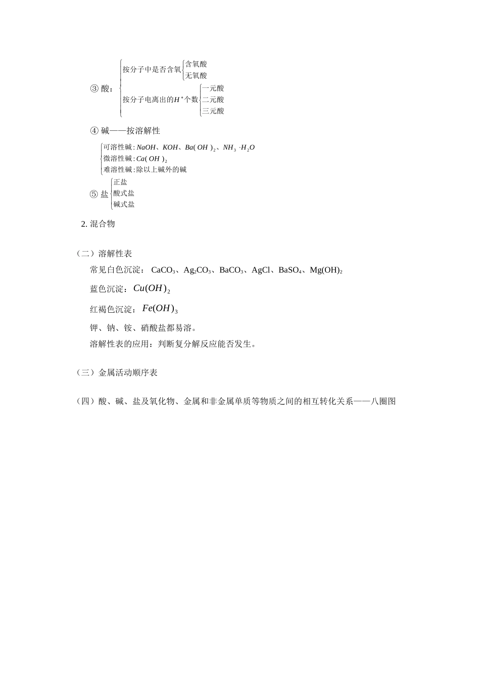 九年级化学酸、碱、盐、氧化物知识小结— 三表一图 (一)人教四年制知识精讲试卷_第2页