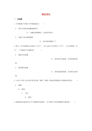 中考物理总复习 物态变化专项训练试卷