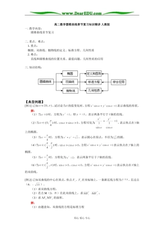 高二数学圆锥曲线章节复习知识精讲 人教版