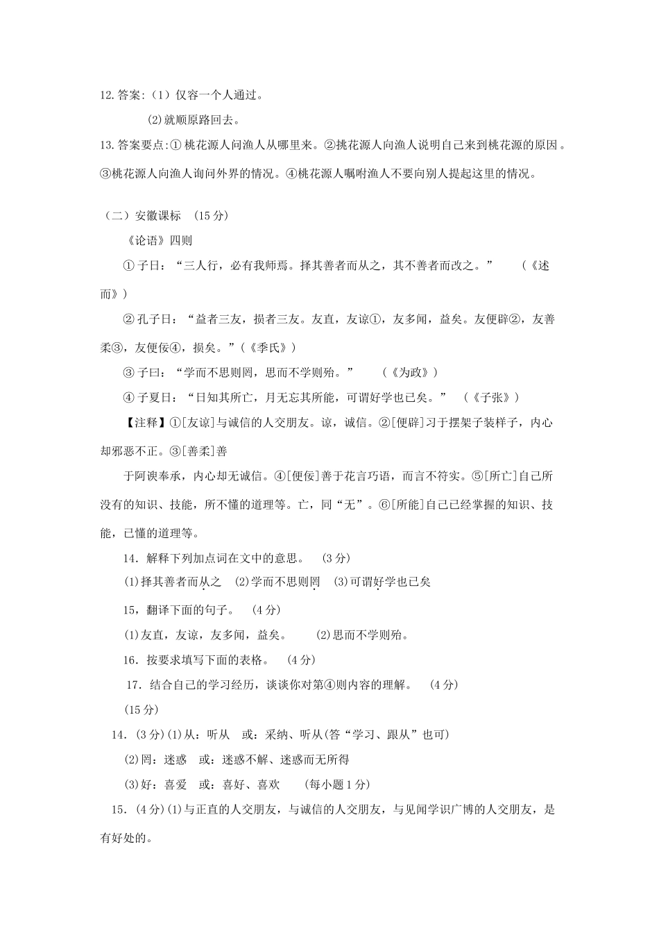 中考语文文言文专题荟萃试卷_第2页