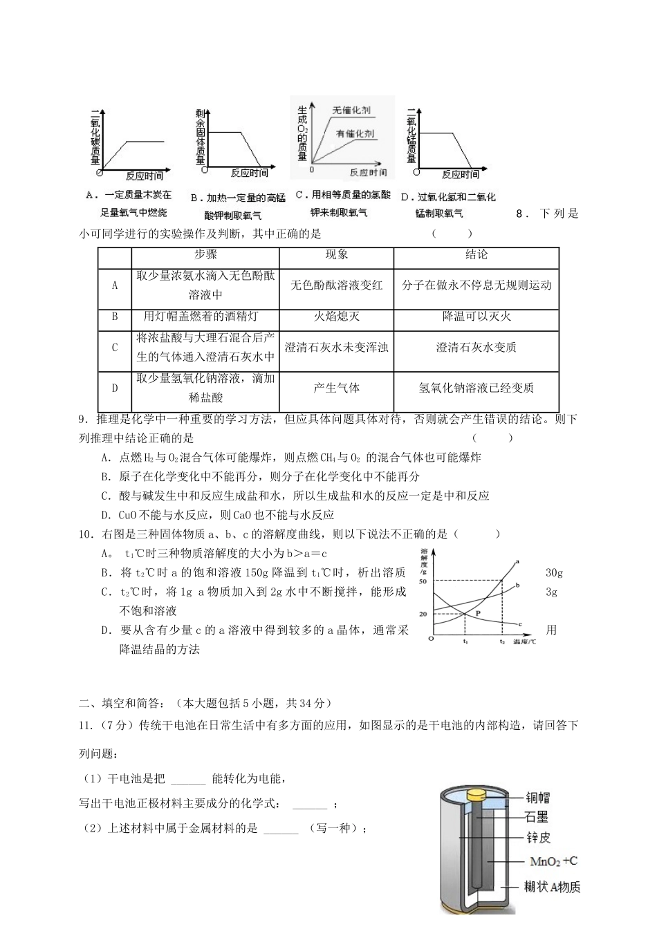 九年级化学下学期第二次质量检测试卷_第2页