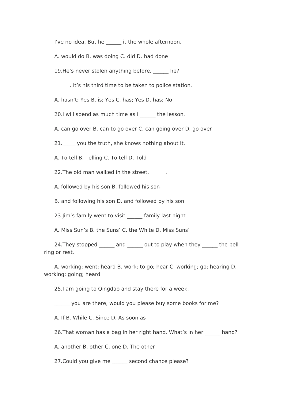 初中英语易错选择100题牛津版 试题_第3页