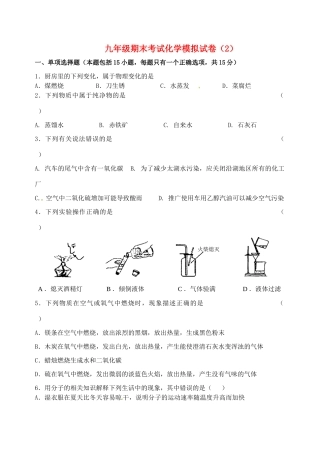 九年级化学期末模拟试卷(2) 新人教版试卷