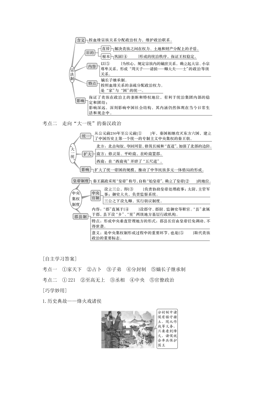 高考历史总复习 专题一 古代中国的政治制度 第1讲 中国早期政治制度的特点与走向“大一统”的秦汉政治教师用书 人民版-人民版高三全册历史试题_第3页