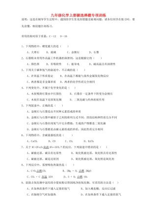 九年级化学上册碳选择题专项训练 新课标 人教版试卷