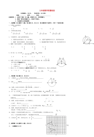 九年级数学上学期月考试卷 新人教版试卷