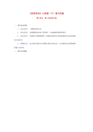 九年级历史下册世界历史知识归纳 第三单元试卷