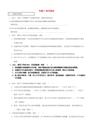 中考语文专题迎考集训 专题5 病句修改试卷