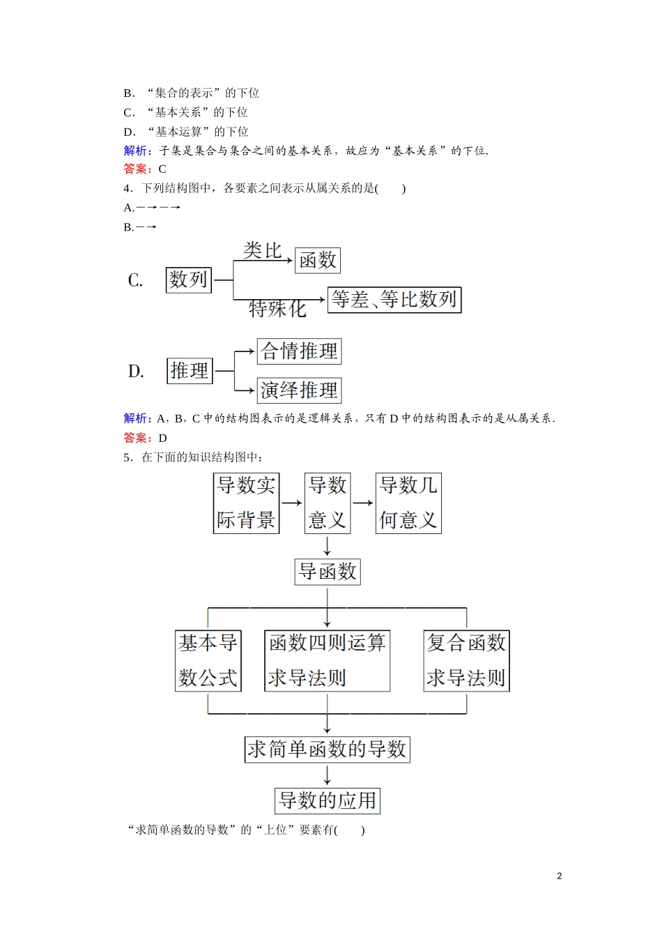 高中数学 第四章 框图 课时作业12 结构图（含解析）新人教A版选修1-2-新人教A版高二选修1-2数学试题_第2页