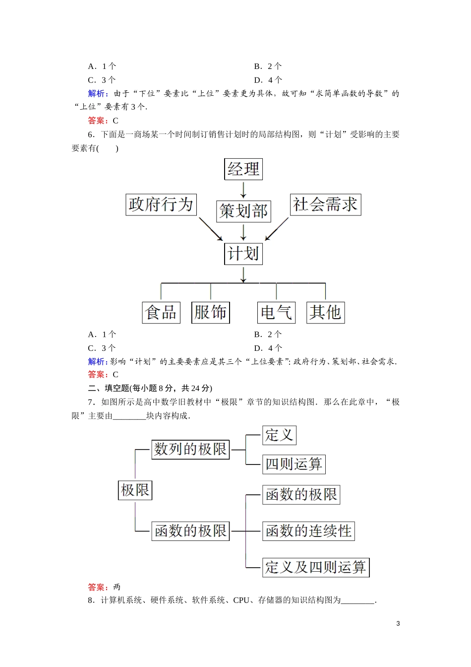 高中数学 第四章 框图 课时作业12 结构图（含解析）新人教A版选修1-2-新人教A版高二选修1-2数学试题_第3页