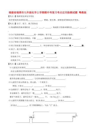 九年级化学上学期期中考复习考点过关检测试卷 粤教版试卷
