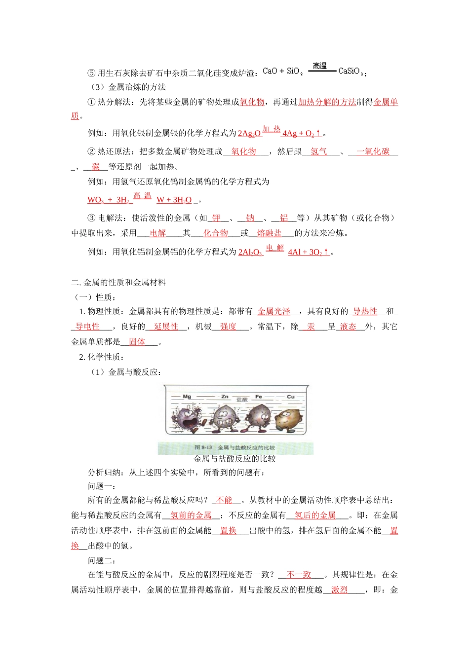 九年级化学专题8 打开材料之门(复习课)湘教版知识精讲试卷_第3页