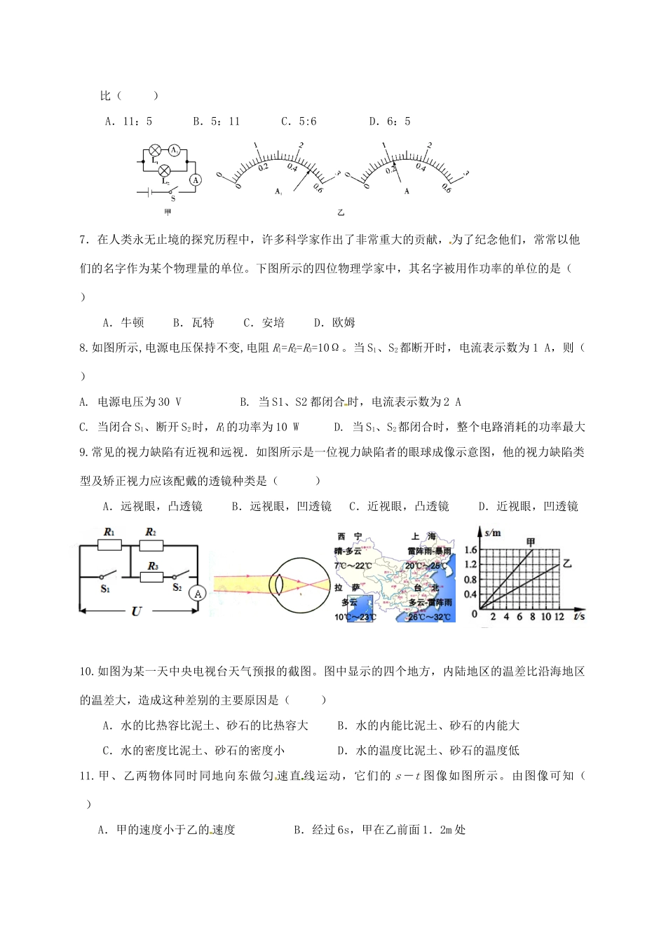 中考物理冲刺6试卷_第2页