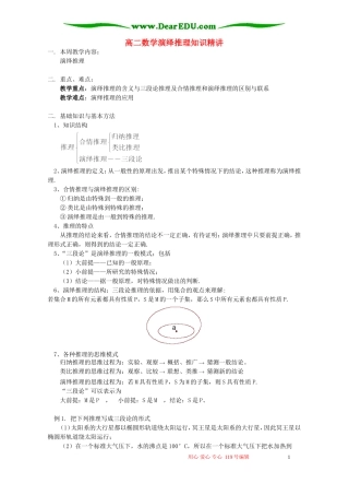 高二数学演绎推理知识精讲 苏教版