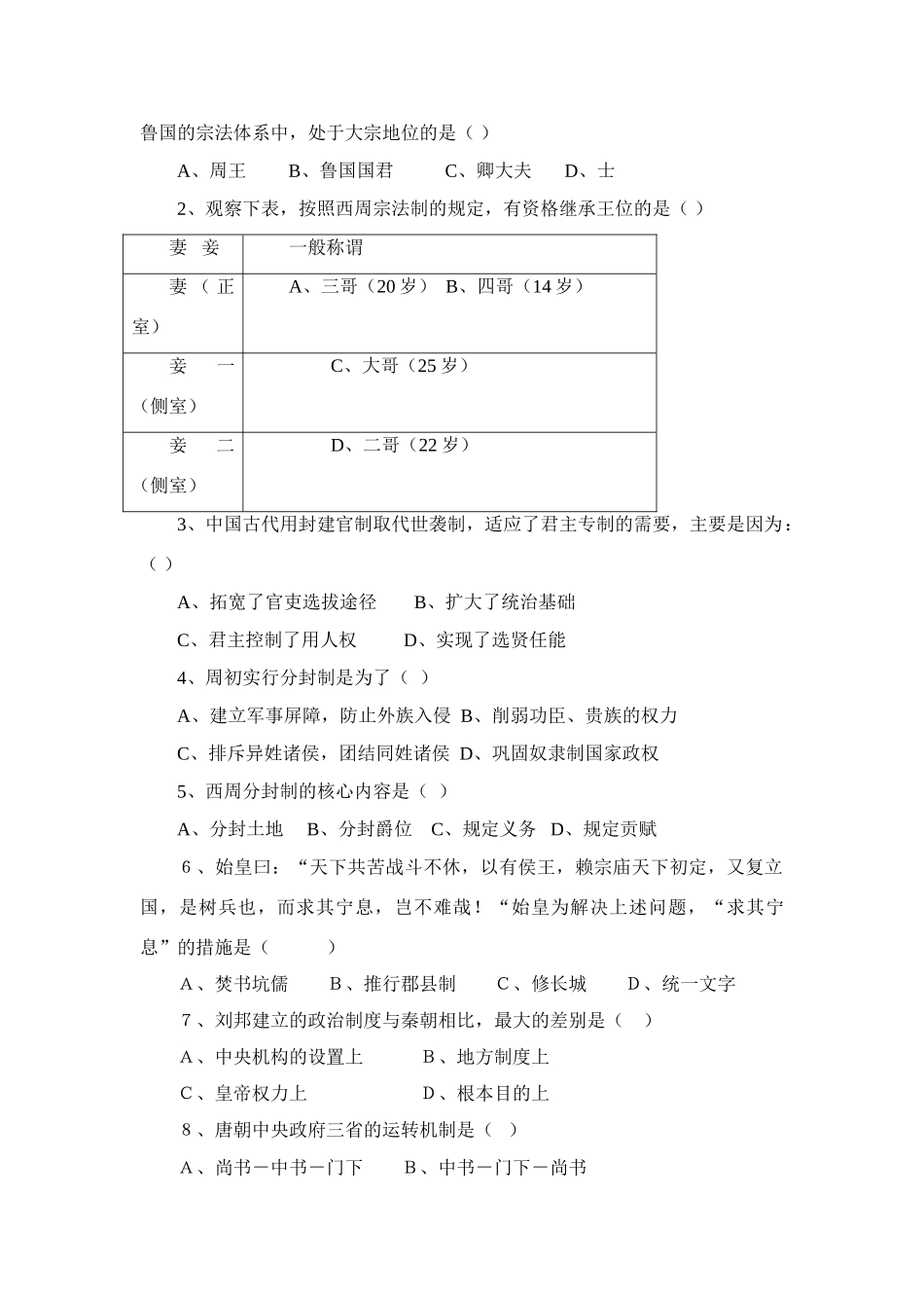 第一单元 古代中国的政治制度_第3页