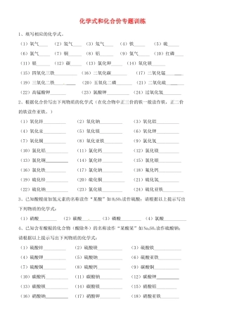 九年级化学 化学式和化合价专题训练试卷
