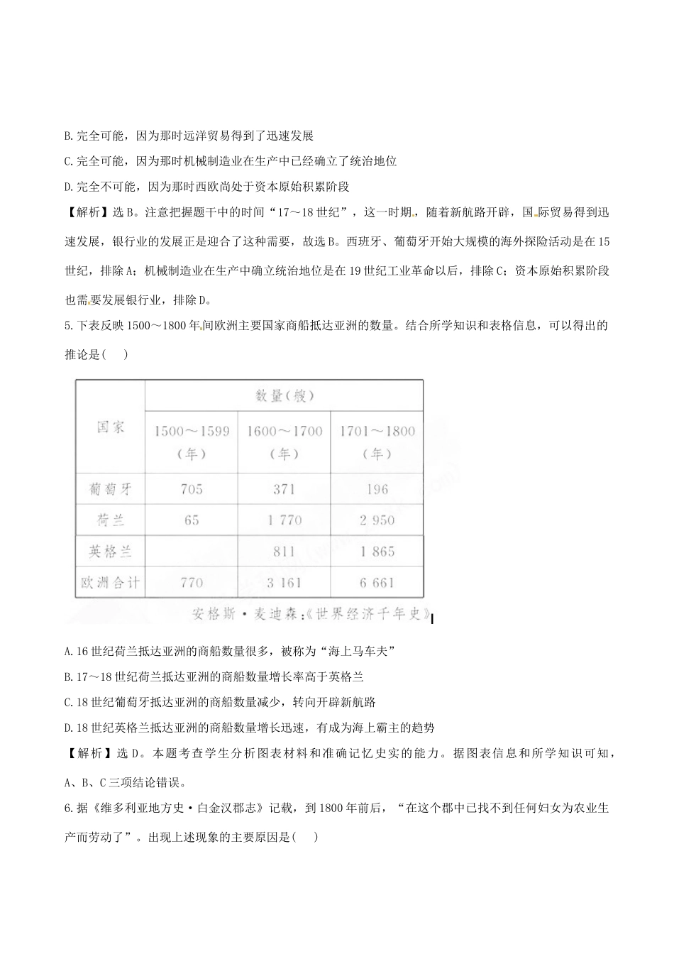 高考历史备考30分钟课堂集训系列专题12 世界近代经济文明 _第2页
