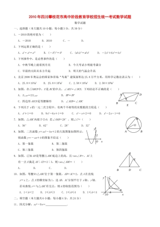四川攀枝花市中考真题数学试卷
