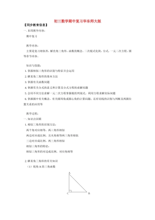 九年级数学期中复习华东师大版试卷