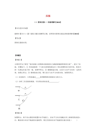 中考物理专题复习 压强 教科版试卷