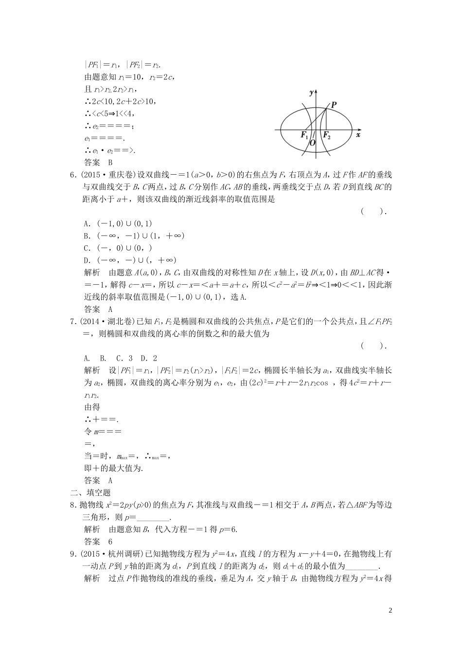（浙江专用）高考数学二轮复习 专题5.3 圆锥曲线的热点问题精练 理-人教版高三全册数学试题_第2页