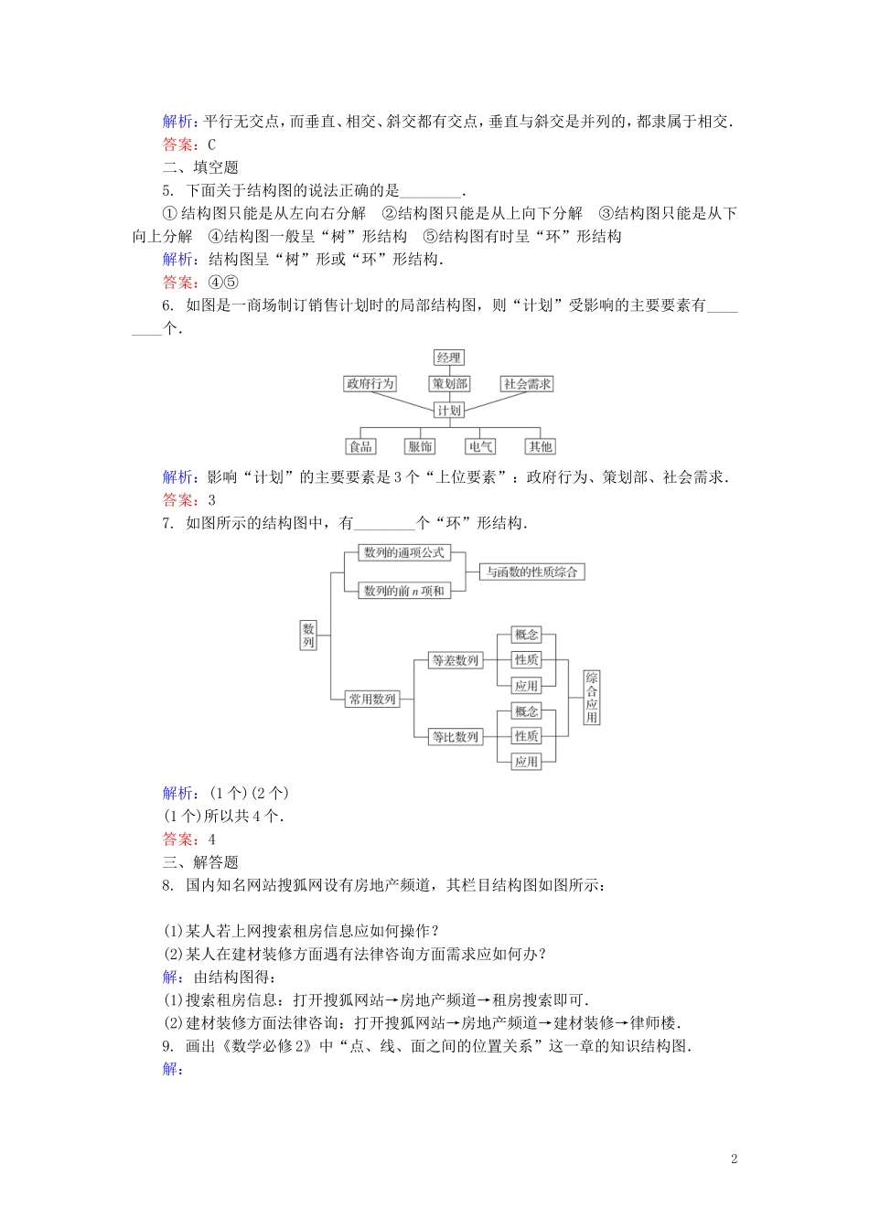 高中数学 第四章 框图 4.2 结构图课时作业（含解析）新人教A版选修1-2-新人教A版高二选修1-2数学试题_第2页