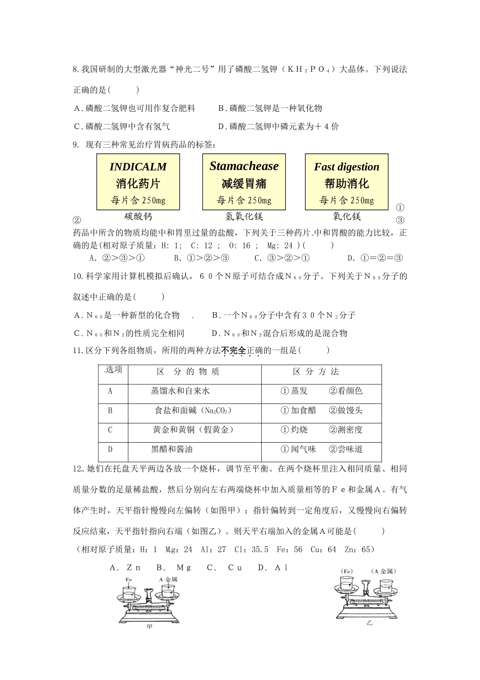 九年级化学下学期提优跟踪训练3试卷_第2页