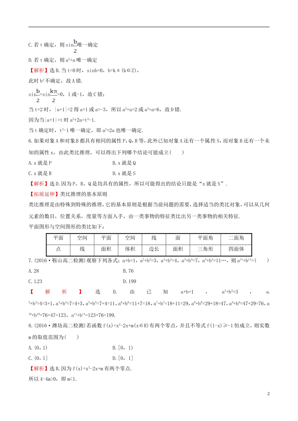 高中数学 第二章 推理与证明单元质量评估 新人教A版选修1-2-新人教A版高二选修1-2数学试题_第2页