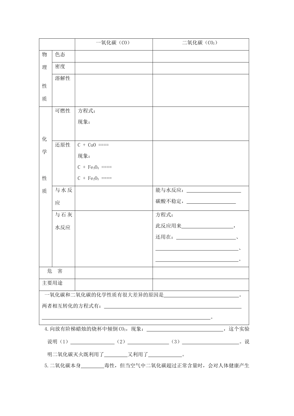 九年级化学 重难点暑期预习 第六单元 碳和碳的化合物(新版)新人教版试卷_第3页