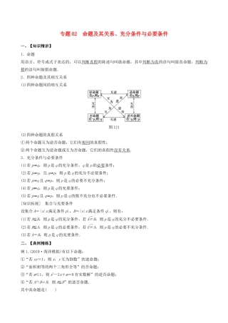 （山东专用）高考数学一轮复习 专题02 命题及其关系、充分条件与必要条件（含解析）-人教版高三全册数学试题