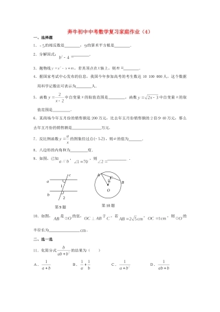 初中中考数学复习家庭作业4(无答案) 试题