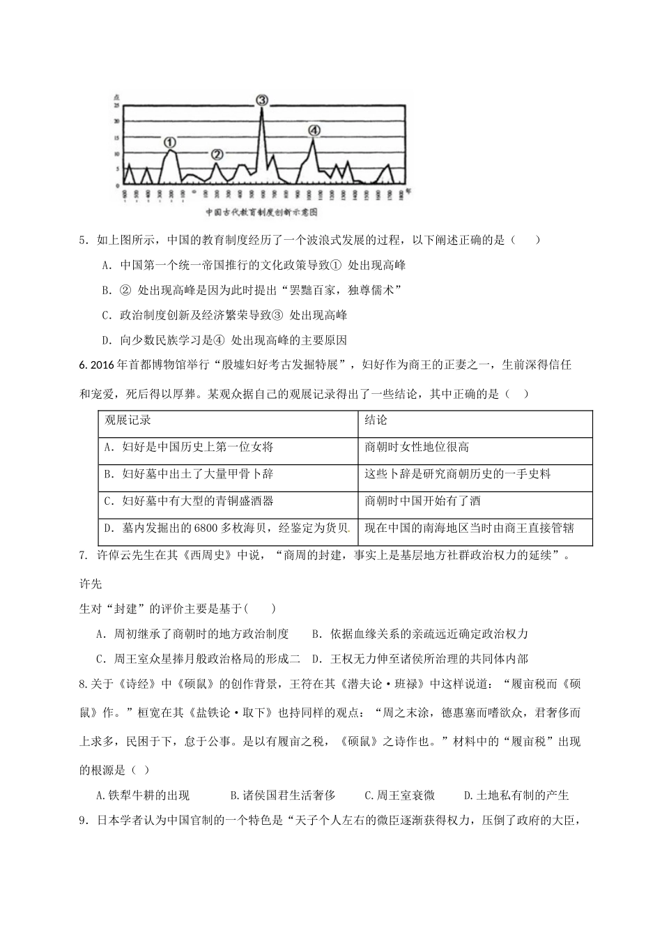 广东省揭阳市揭东县高一历史下学期第一次月考试题-人教版高一全册历史试题_第2页