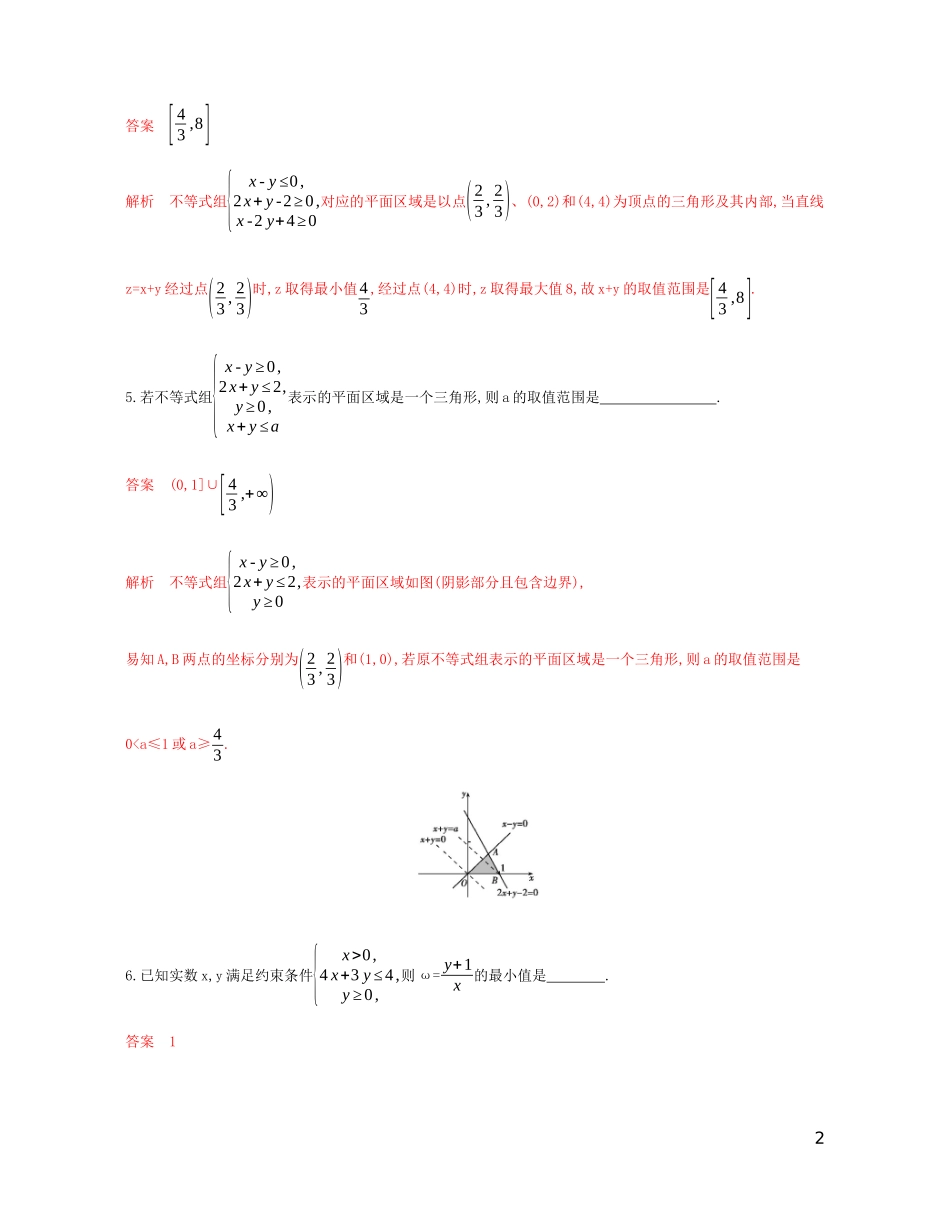 （江苏专用）高考数学总复习 第七章 第二节 二元一次不等式组及简单的线性规划问题课时作业 苏教版-苏教版高三全册数学试题_第2页