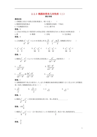 高中数学 第二章 圆锥曲线与方程 2.2.3 椭圆的简单几何性质（二）课后导练 新人教B版选修2-1-新人教B版高二选修2-1数学试题