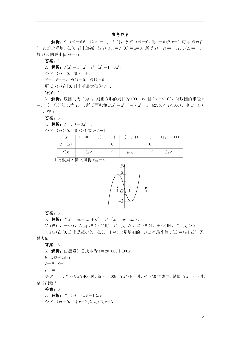 高中数学 4.2 导数在实际问题中的应用同步精练 北师大版选修1-1-北师大版高二选修1-1数学试题_第2页