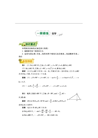 九年级数学下学期第十三周辅导精练(解直角三角形)(pdf) 新人教版试卷