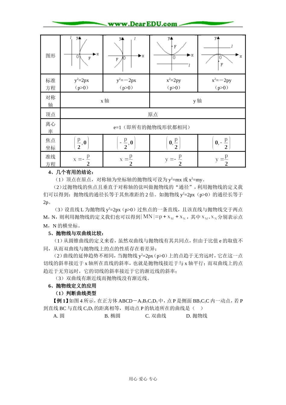 高二数学抛物线 直线与圆锥曲线知识精讲 人教实验版（B）_第3页