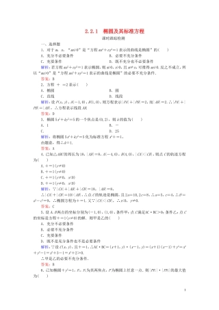 高中数学 第2章 圆锥曲线与方程 2.2.1 椭圆及其标准方程练习 新人教A版选修2-1-新人教A版高二选修2-1数学试题