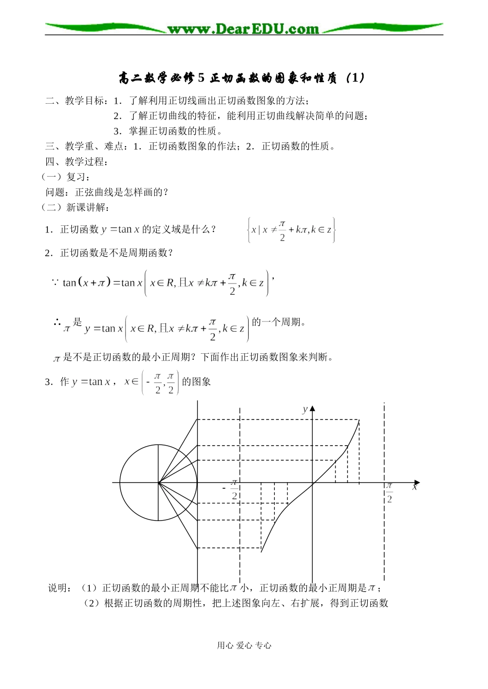 高二数学必修5 正切函数的图象和性质（1）_第1页