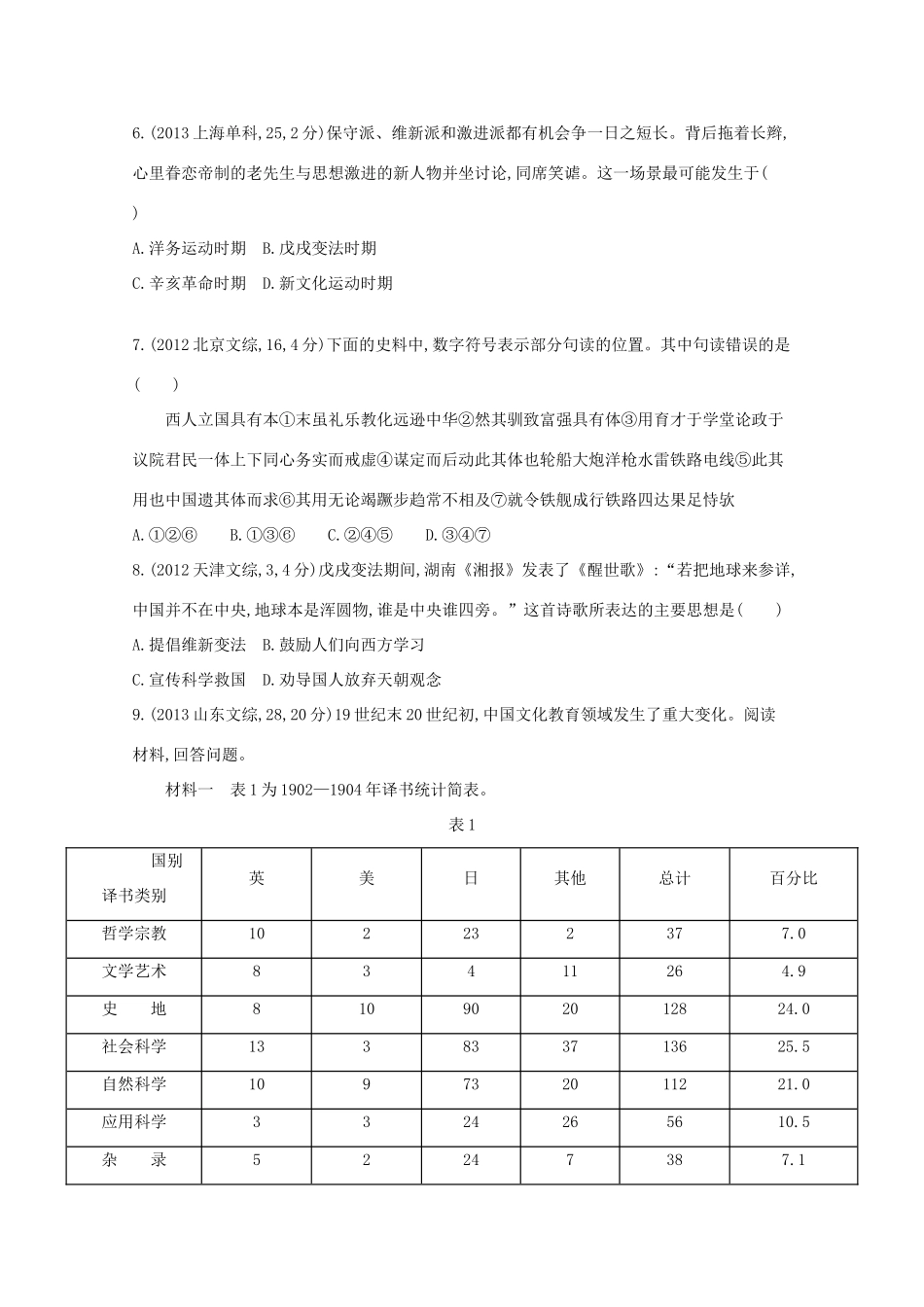 3年高考（新课标）高考历史一轮复习 第41讲 近代中国思想解放的潮流-人教版高三全册历史试题_第2页